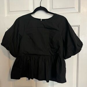 NWOT English Factory BALLOON POPLIN TOP in black SIZE small